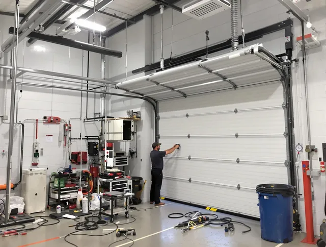 Kendale Lakes Garage Door Repair certified technician performing commercial door repair at a Kendale Lakes business facility