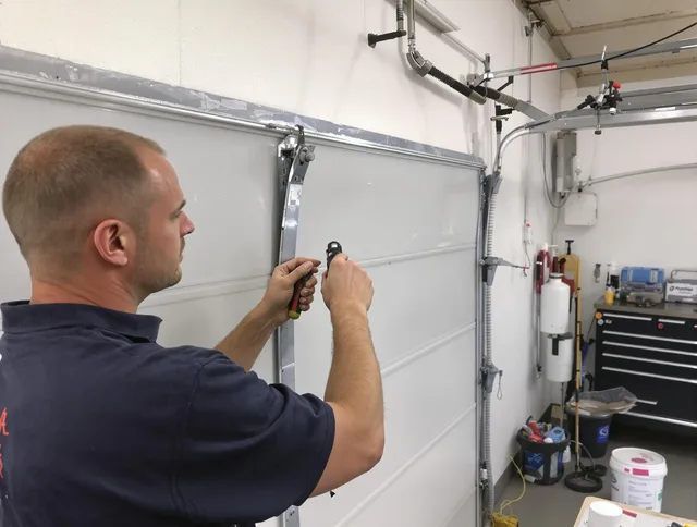 Before and after garage door dent repair by Kendale Lakes Garage Door Repair in Kendale Lakes