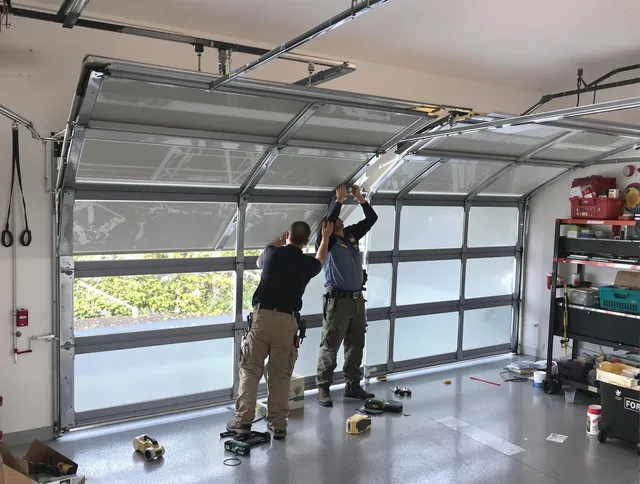 Kendale Lakes Garage Door Repair expert performing precise panel replacement on Kendale Lakes garage door